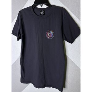 Santa Cruz Men T-Shirt Small Black Rainbow Tie Dye Logo Graphic Skateboards